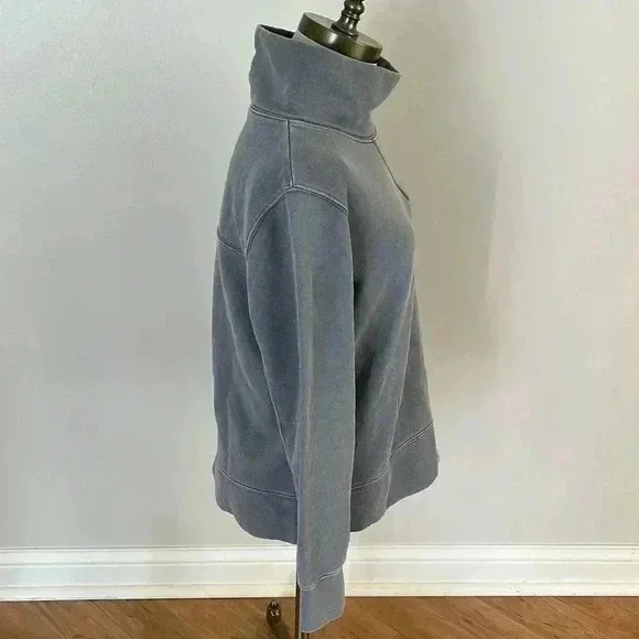 Madewell garment dyed funnel neck grey sweatshirt F9722 size M - Picture 4 of 10